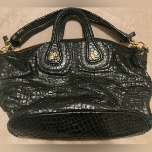 Givenchy Black Crocodile-Embossed Satchel
